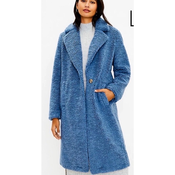 LOFT Cozy Sherpa Long Coat XS Petite - Picture 4 of 11